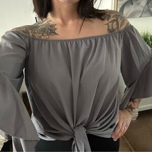 Elegant Gray Off-Shoulder Women's Top